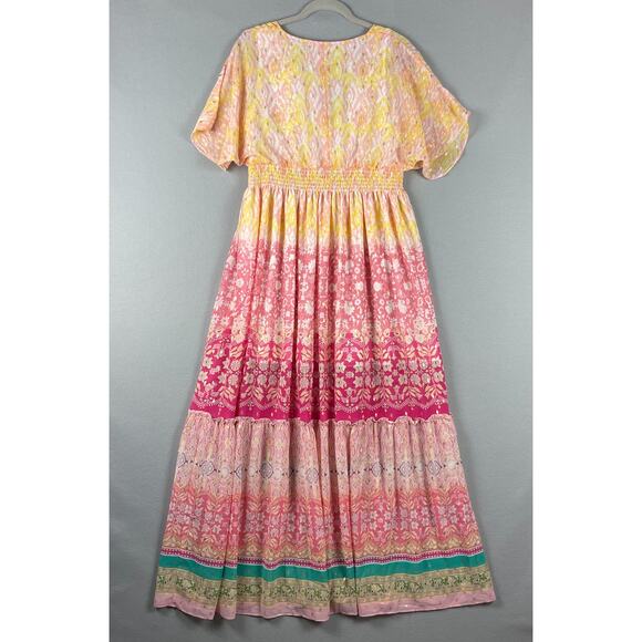 House of Harlow 1960 Floral Maxi Dress Womens Small Pink Metallic Colorful - Picture 12 of 16